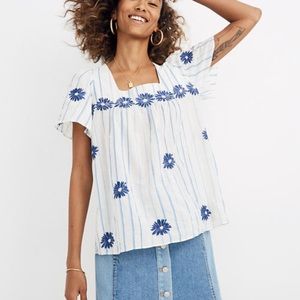 Madewell floral embroidered top